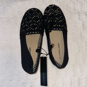 NWT Charles Albert black slip on shoes size 8!